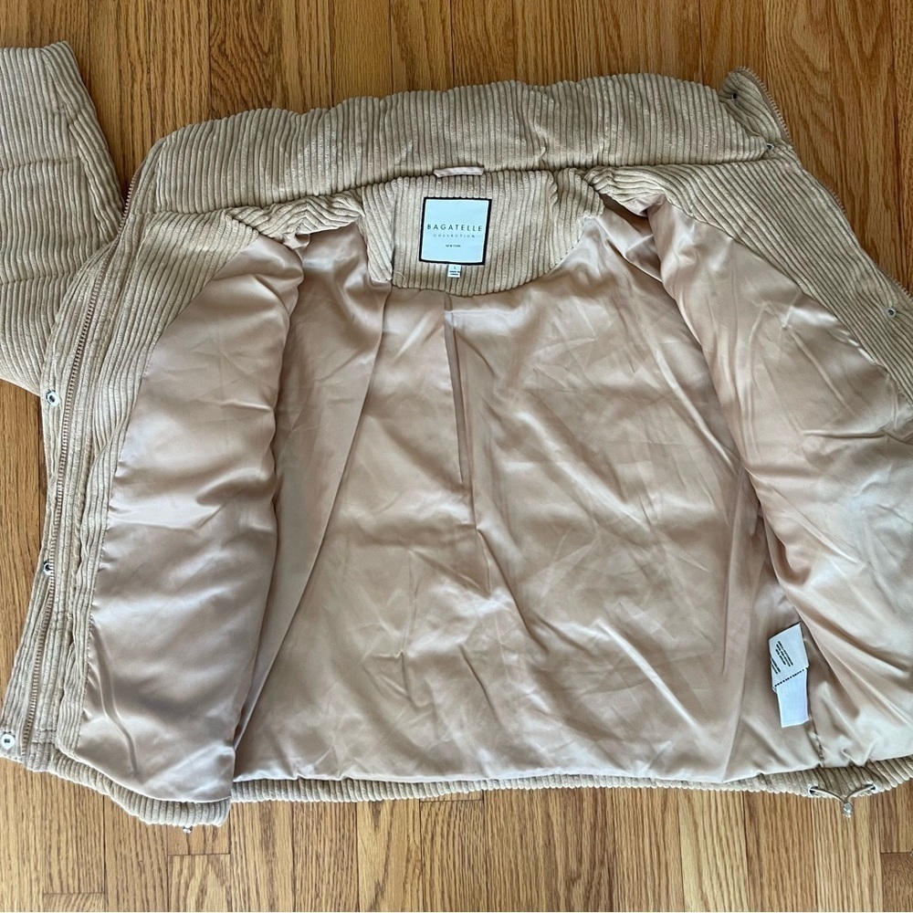 NEW Bagatelle Sand Corduroy Puffer Jacket Cropped 82420 Size Large NWT - Picture 2 of 6